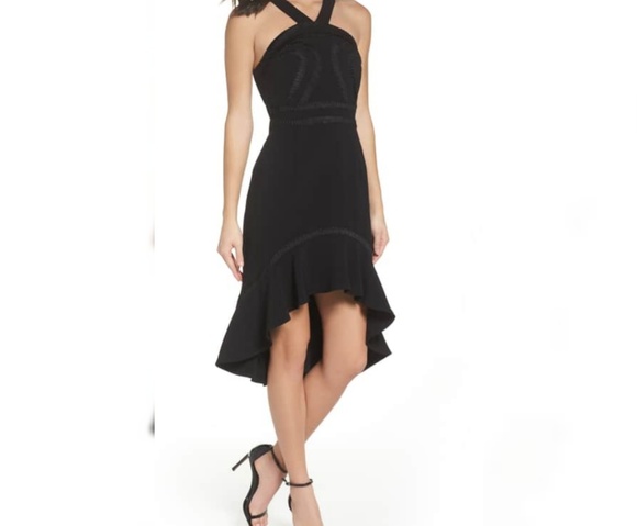 Black High Low Halter Dress